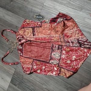 New! Boho Halter Flowy Tank Top Size M